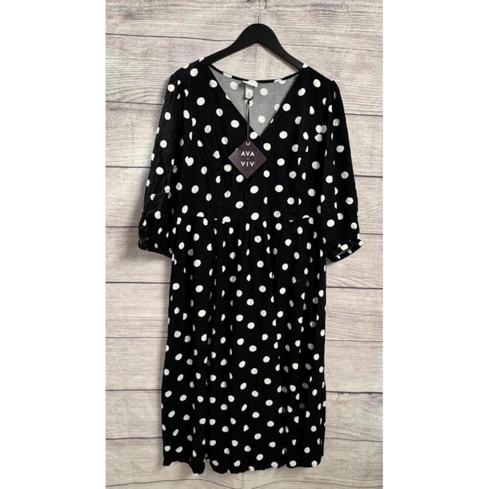 Ava & Viv Black and White Polka Dot Maxi Dress